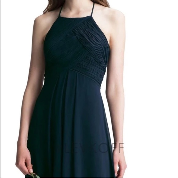 Bill Levkoff 7001 Navy Bridesmaid Dress Size 10 - Picture 4 of 7